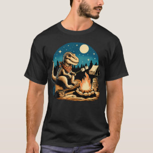 Camiseta Funny Campfire Dinosaurio asando Marshmallow Camp