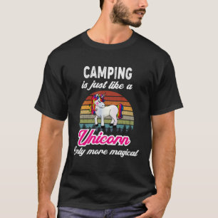 Camiseta Funny Camping Diseño Retro Unicornio Vintage Sunse
