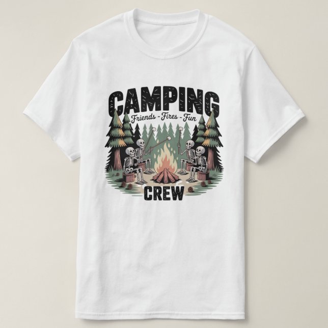 Camiseta Funny Camping Fires Friends Fun Camping Crew  (Diseño del anverso)