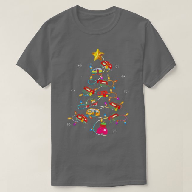 Camiseta Funny Camping Merry Christmas Tree Campers Snowman (Diseño del anverso)
