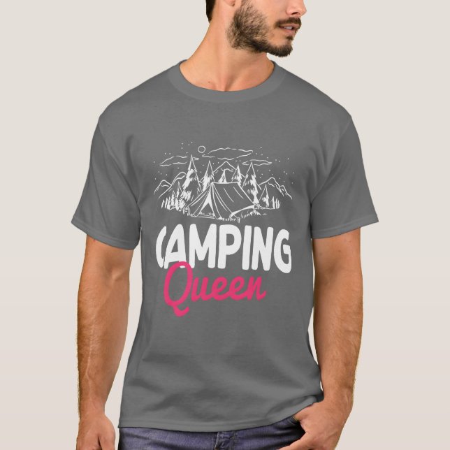 Camiseta Funny Camping Queen Matching Design retro (Anverso)