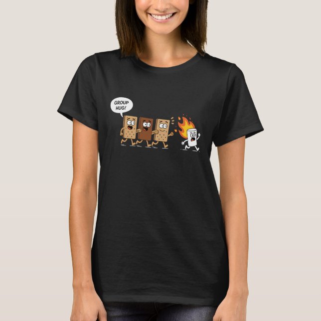 Camiseta Funny Camping S'mores Group Hug Cute Marshmallow C (Anverso)