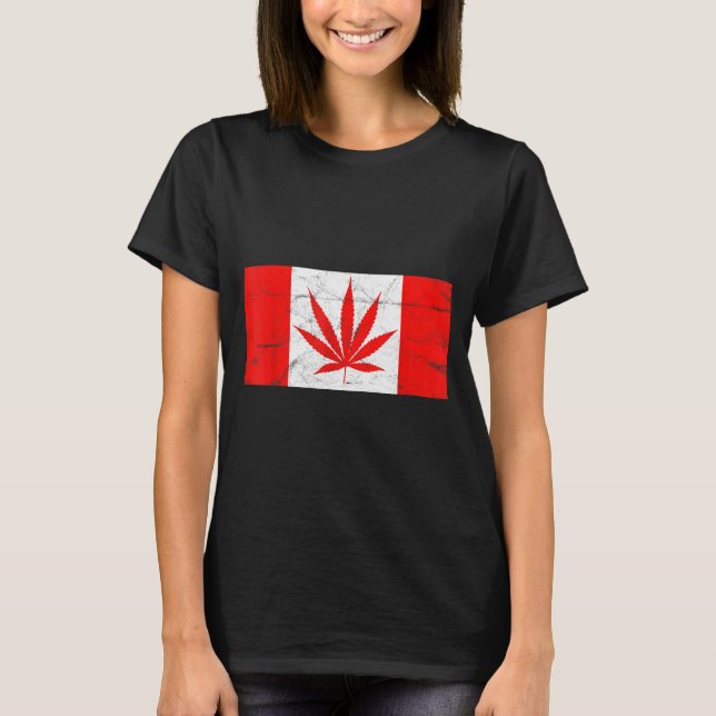 Camiseta Funny Canada &amp; Weed Leaf! Canadian New Flag Jo (Anverso)