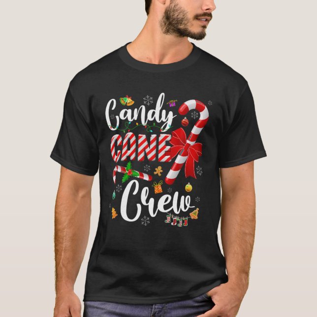 Camiseta Funny Candy Cane Crew Navidades Dulce Luz de Vela (Anverso)