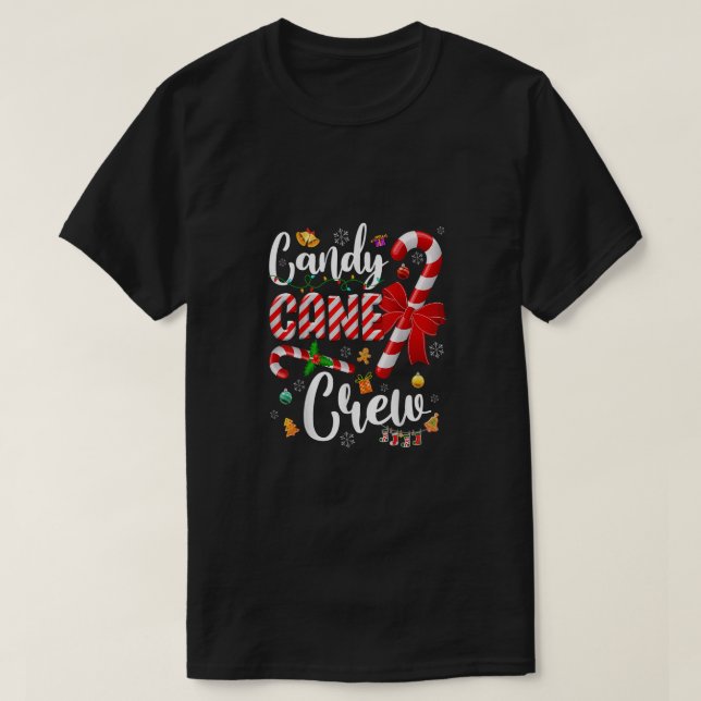 Camiseta Funny Candy Cane Crew Navidades Dulce Luz de Vela (Diseño del anverso)
