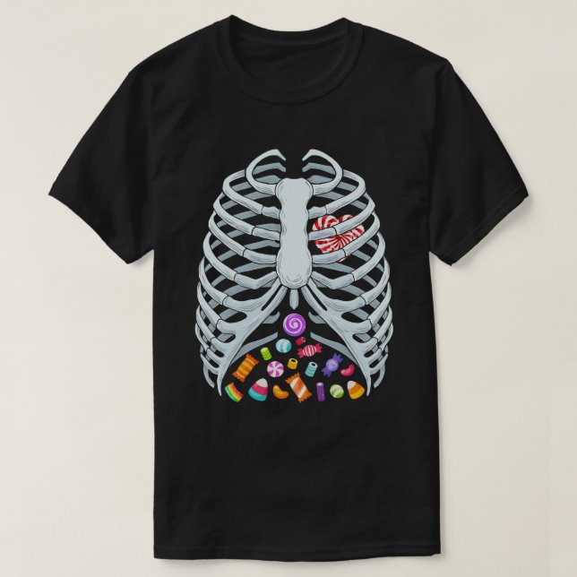 Camiseta  Funny Candy Skeleton Rib Cage Halloween Costume (Diseño del anverso)