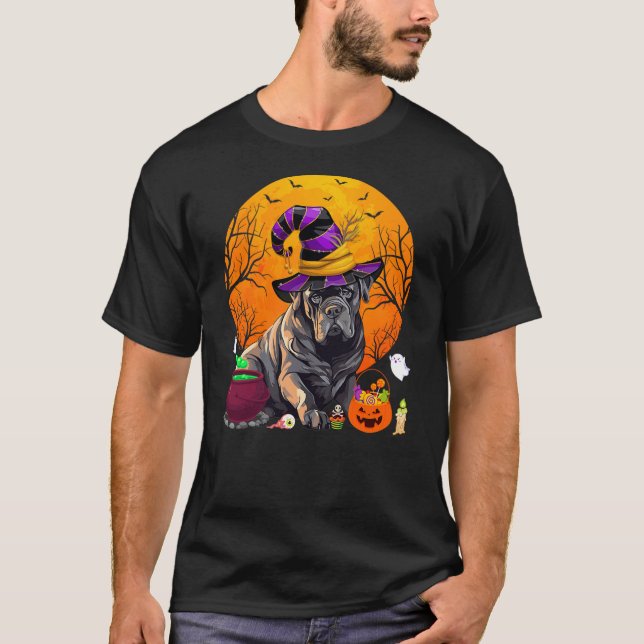 Camiseta Funny Cane Corso Dog Witch Halloween Dog Lover (Anverso)