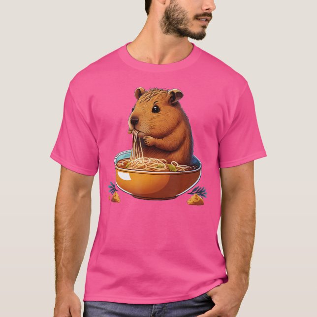 Camiseta Funny Capibara japonés comiendo Ramen Nood (Anverso)