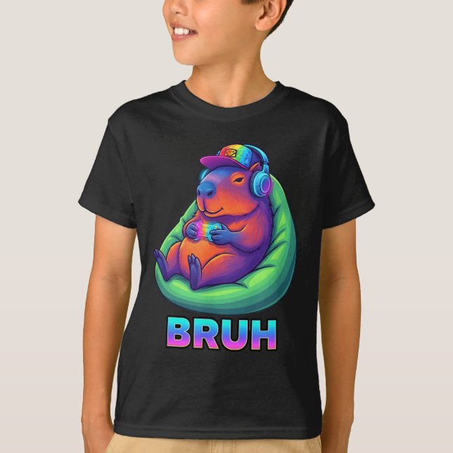 Camiseta Funny Capybara Bruh Video Games Lovers  (Anverso)