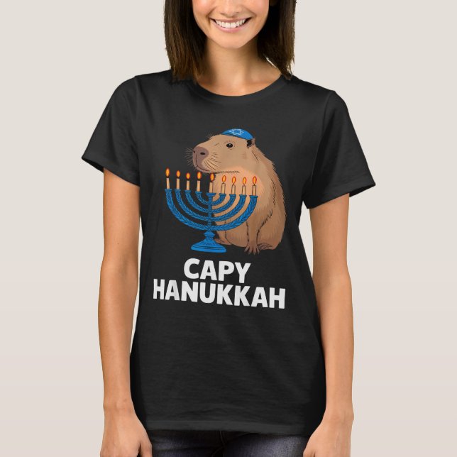 Camiseta Funny Capybara Happy Hanukkah Chanukah Jewish Men  (Anverso)