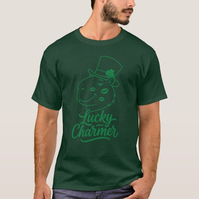 Camiseta Funny Capybara Lucky Charmer St. Patrick's Day (Anverso)