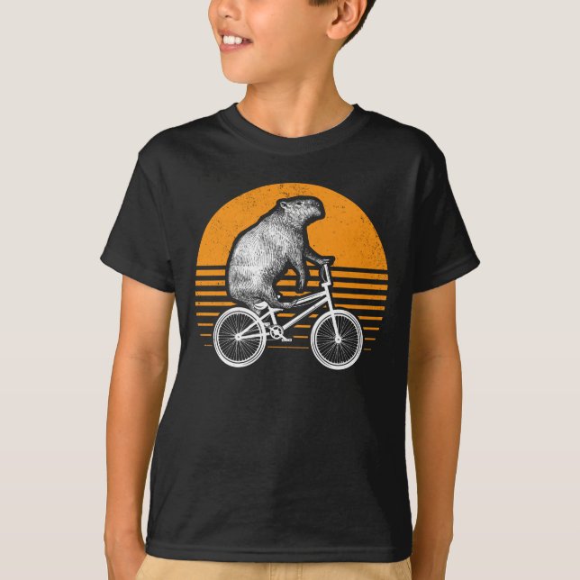 Camiseta Funny Capybara Montar Bicicleta Retro Capibara Bic (Anverso)