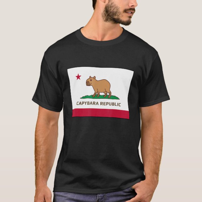 Camiseta Funny Capybara Republic California Flag (Anverso)