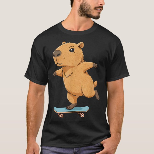 Camiseta Funny Capybara Skater Skateboard Ballerina Zoo Boy (Anverso)