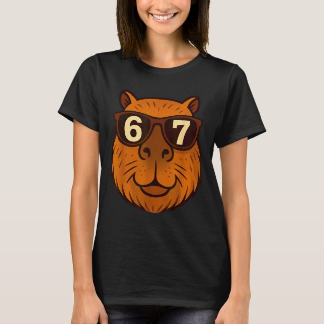 Camiseta Funny Capybara Sungles 67 Six Seven Meme  (Anverso)