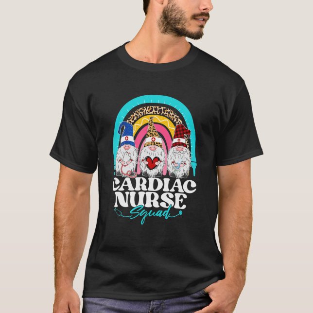 Camiseta Funny Cardiac Nurse Squad Leopard Rainbow Gnomies (Anverso)