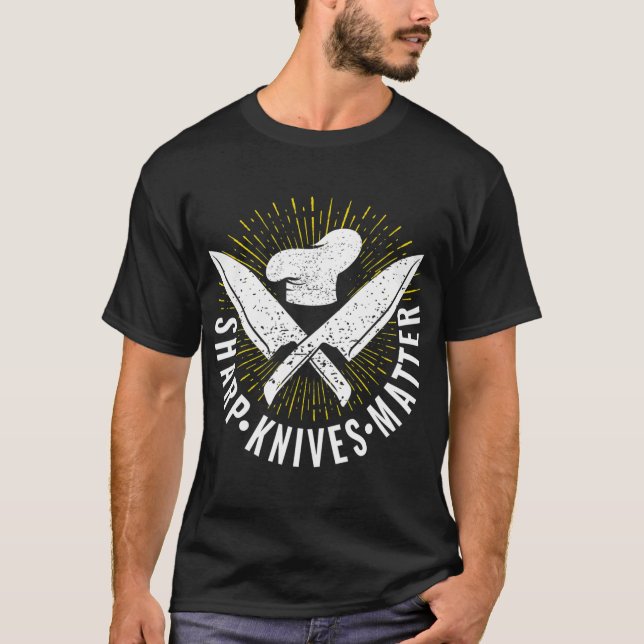Camiseta Funny Carnicero Cocinero Chef Sharp Knives Matan G (Anverso)