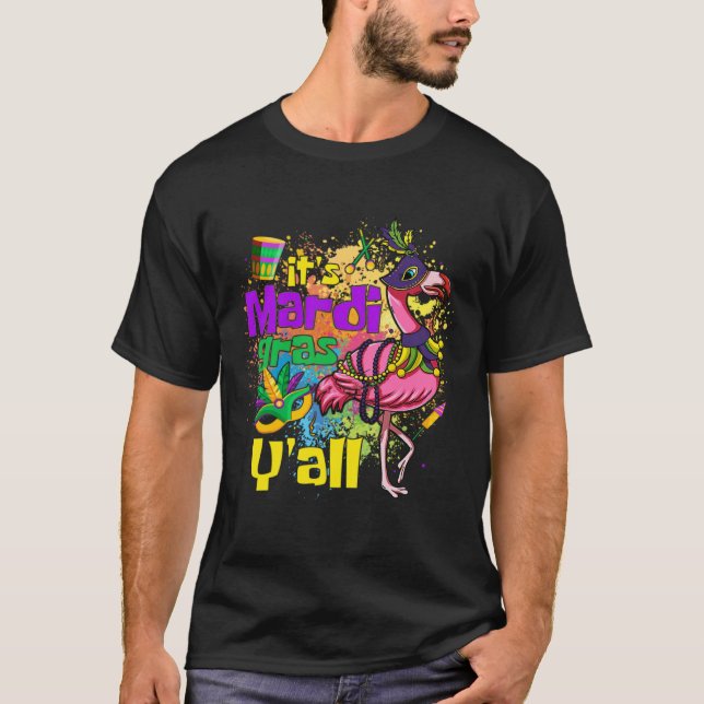 Camiseta Funny Carnival Party Gift Idea Flamingo Mardi Gras (Anverso)