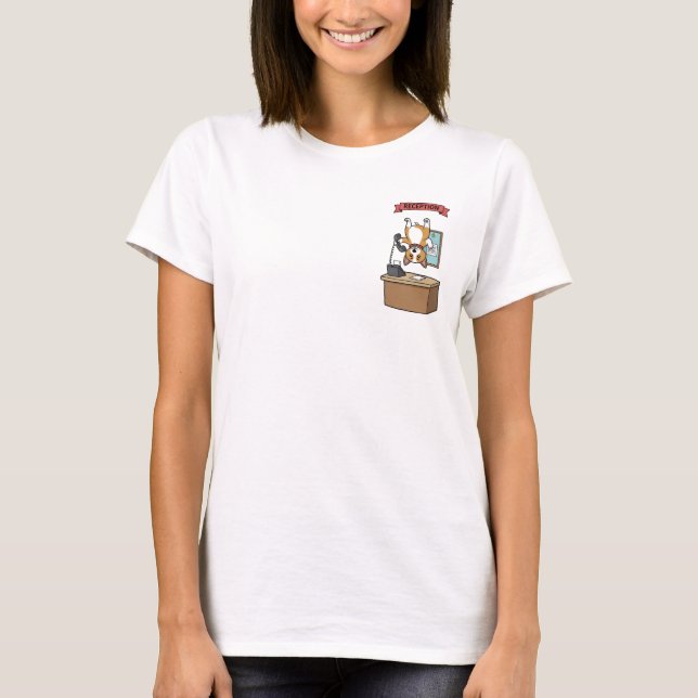 Camiseta Funny Cartoon Corgi Receptionist Hanging Upside (Anverso)