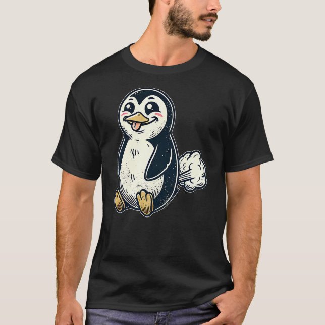 Camiseta Funny Cartoon Farting Penguin for Animal Lovers Fa (Anverso)