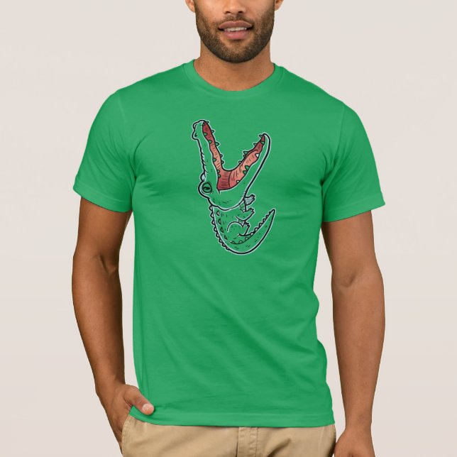 Camiseta Funny Cartoon Green Crocodile on Unisex t-shirt, A (Anverso)