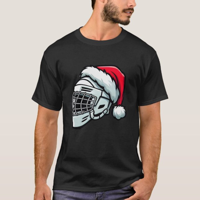 Camiseta Funny Casco de Hockey sobre Hielo Santa Hat Navida (Anverso)