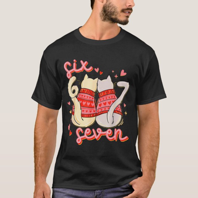 Camiseta Funny Cat 67 Meme Six Seven Gen Alpha Slang Valent (Anverso)