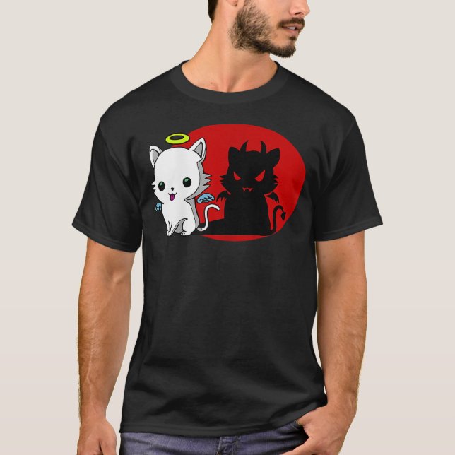 Camiseta Funny Cat Angel Outside Devil Inside Comic Shirt (Anverso)