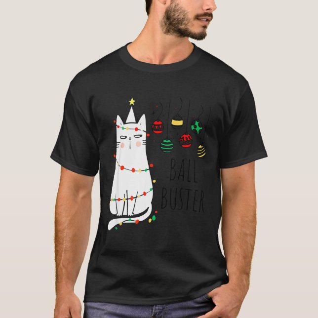 Camiseta Funny Cat Ball Buster Christmas Humor  (Anverso)
