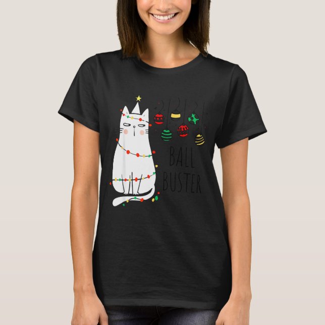Camiseta Funny Cat Ball Buster Christmas Humor  (Anverso)