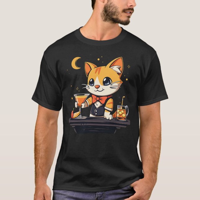 Camiseta Funny Cat Bartender (Anverso)