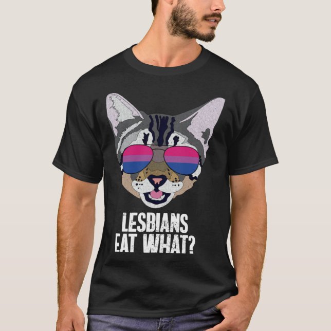 Camiseta Funny Cat Bisexual Lesbians Eat What Bi Pride (Anverso)