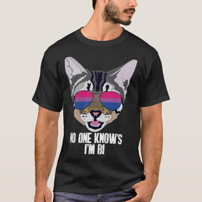 Camiseta Funny Cat Bisexual Pride No One Knows I'm Bi (Anverso)