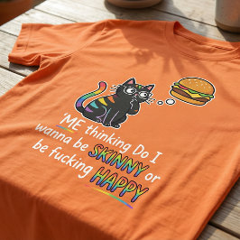 Camiseta Funny Cat Burger T-Shirt | Skinny or Happy Meme 
