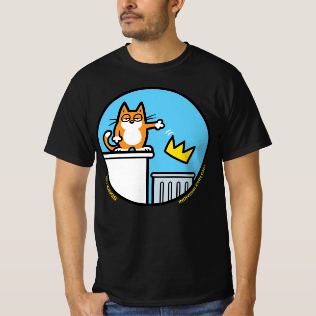 Camiseta Funny Cat Cartoon No Kings Protest Rally T-shirt (Anverso)