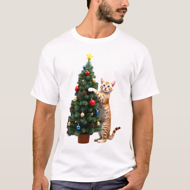 Camiseta Funny Cat Christmas Tree Xmas Gifts Men Women Kids (Anverso)