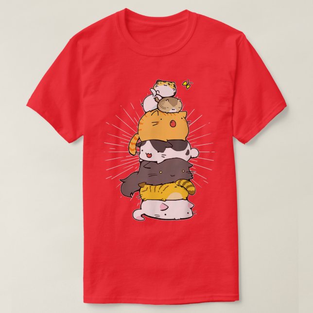Camiseta Funny Cat Cute Kitty Pile Cats Anime Kawaii Neko J (Diseño del anverso)