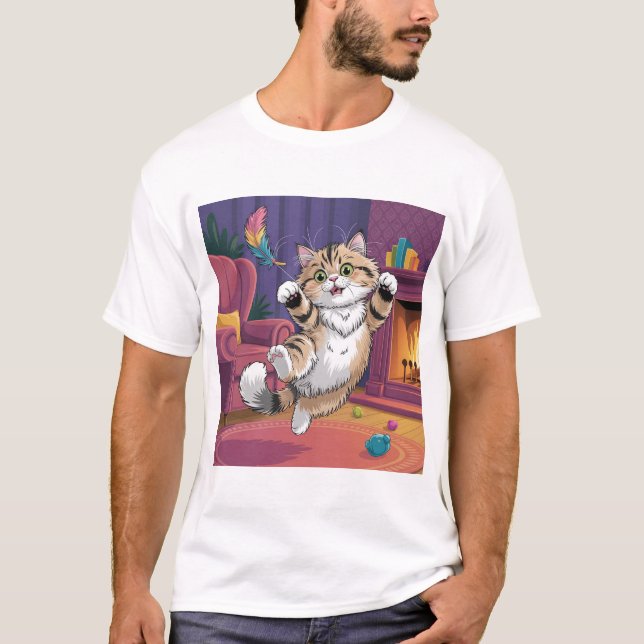 Camiseta Funny Cat Design Men’s T-Shirt | Cute & Humorous  (Anverso)