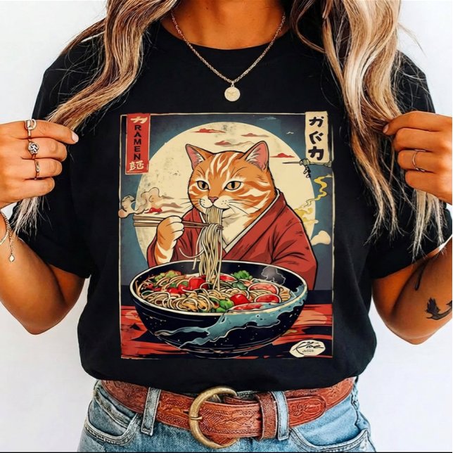 Camiseta Funny cat Eating Ramen Japanese for cat lovers (Subido por el creador)