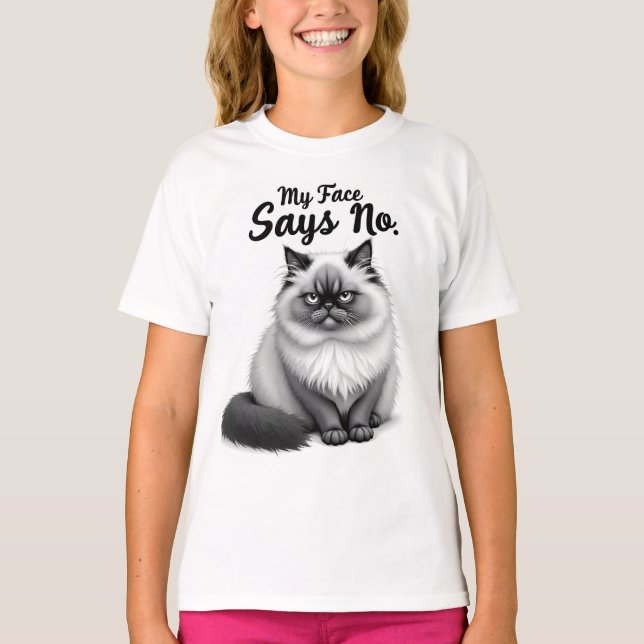 Camiseta Funny Cat Face Illustration – Minimal Cute Cat Art (Anverso)