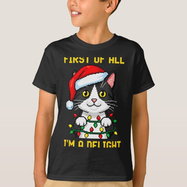 Camiseta Funny Cat First Of All I'm A Delight Retro Gaming  (Anverso)