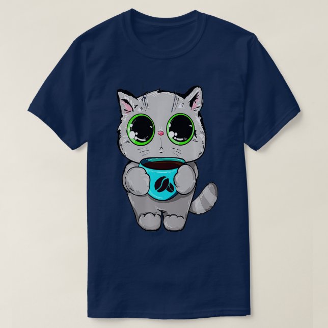 Camiseta Funny Cat Green Eyes Drace Cup Coffee Mug Cumpleañ (Diseño del anverso)