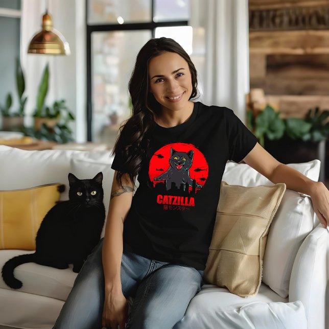 Camiseta Funny Cat Japanese Themed Catzilla Monster (Subido por el creador)