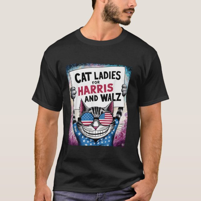 Camiseta Funny Cat Kamala Harris Tim Walz Harris Waltz 2024 (Anverso)