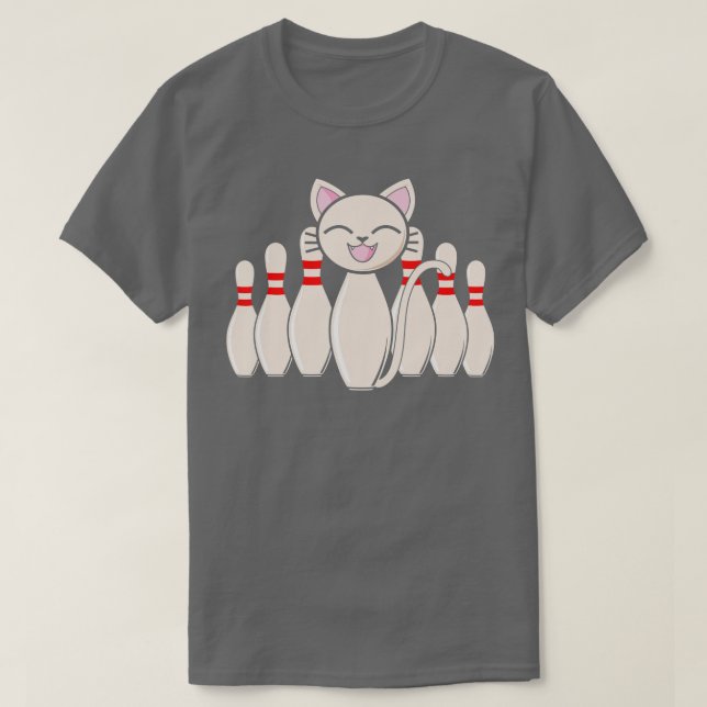 Camiseta Funny Cat Lover Bowling Pin Cat Bowler Pl (Diseño del anverso)