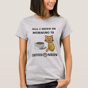 CAMISETA FUNNY CAT LOVER COFFEE Y MEOW