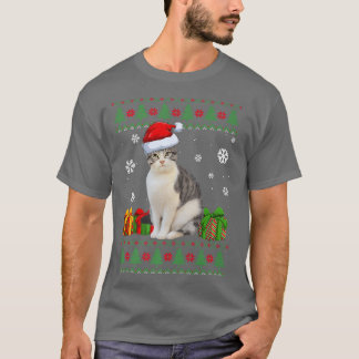 Camiseta Funny Cat lovers Cute Cat Santa Hat Ugly Christmas