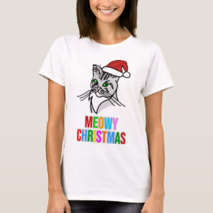 Camiseta Funny Cat Meowy Navidades