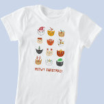Camiseta Funny Cat Meowy Navidades<br><div class="desc">Un montón de gatos lindos y divertidos en gorras de vacaciones de invierno y accesorios para hacerte sonreír. Arte original de Nic Squirrell. Cambie el texto a personalizar.</div>
