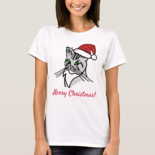 Camiseta Funny Cat Merry personalizable navideño
